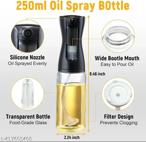 Glass Oil Sprayer Bottle for Cooking – Refillable Spray Dispenser for Salad, BBQ, Baking & Air Fryer