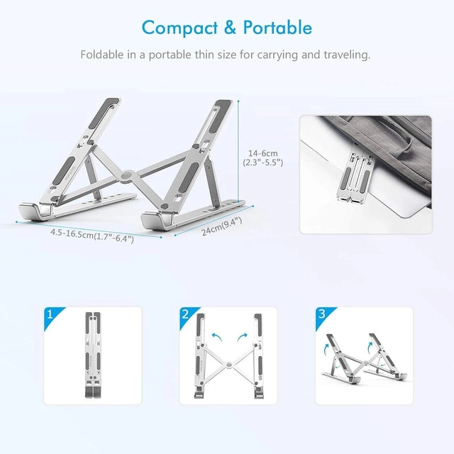 Foldable Aluminum Laptop Stand – Portable Ergonomic Laptop Holder